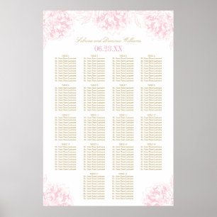 Elegante Roze Gouden Bloemige Pioen Trouw Zittijd Poster