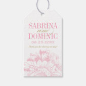 Elegante Roze Gouden Bloemige Pioen Trouwgunst Cadeaulabel (Voorkant)