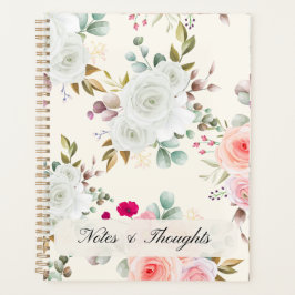 Elegante Roze Gouden Bloemige Planner met Eigen Na