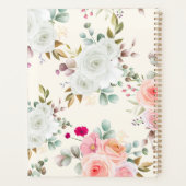 Elegante Roze Gouden Bloemige Planner met Eigen Na (Achterkant)