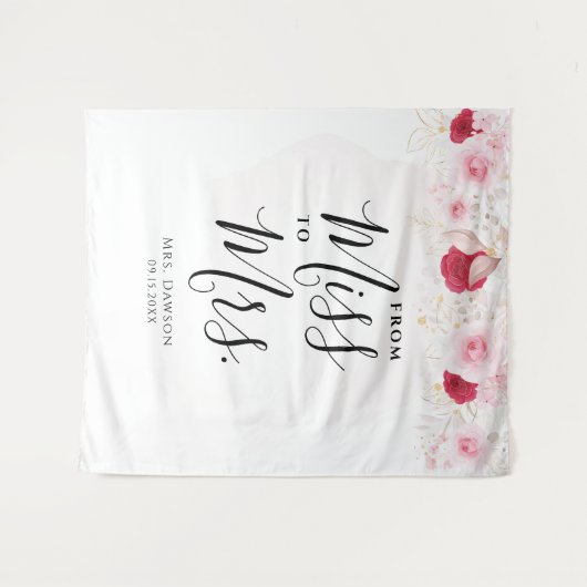 Elegante roze & gouden bloemige Vrijgezellenfeeste Wandkleed (Voorkant (horizontaal))