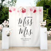 Elegante roze & gouden bloemige Vrijgezellenfeeste Wandkleed