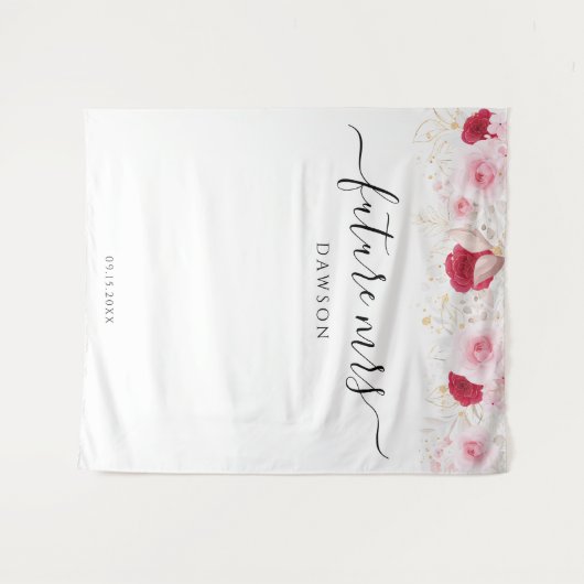 Elegante roze gouden bloemige Vrijgezellenfeesten  Wandkleed (Voorkant (horizontaal))