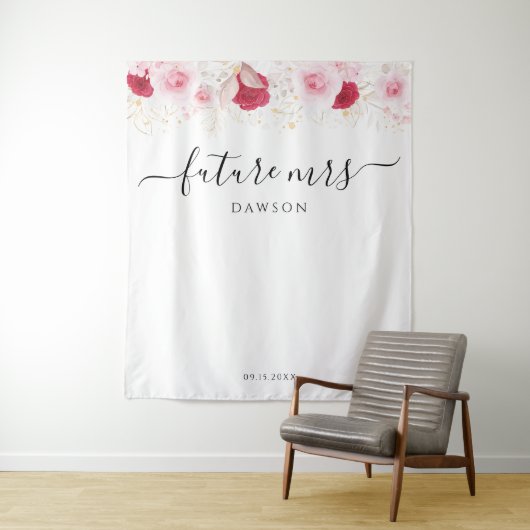 Elegante roze gouden bloemige Vrijgezellenfeesten  Wandkleed (In situ)