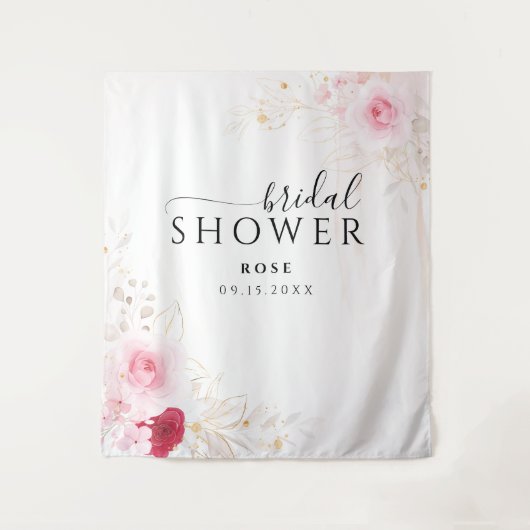 Elegante roze gouden bloemige Vrijgezellenfeesten  Wandkleed (Voorkant)