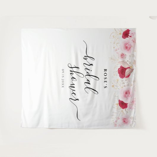 Elegante roze gouden bloemige Vrijgezellenfeesten  Wandkleed (Voorkant (horizontaal))