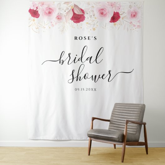 Elegante roze gouden bloemige Vrijgezellenfeesten  Wandkleed (In situ)