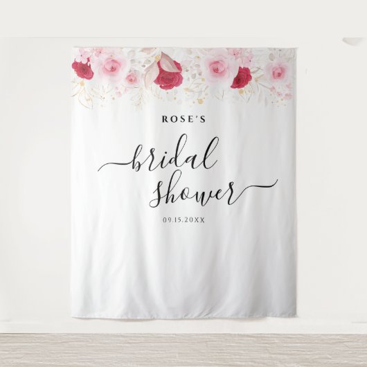 Elegante roze gouden bloemige Vrijgezellenfeesten  Wandkleed (Voorkant)