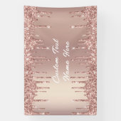 Elegante Roze Gouden Blush Drips Tekst Naambanner Spandoek (Verticaal)