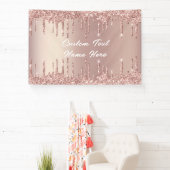 Elegante Roze Gouden Blush Drips Tekst Naambanner Spandoek (Insitu)