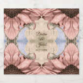 Elegante Roze Gouden Blush Roze Bloemige Waterverf Sparkling Wijnetiket (Enkel label)