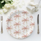 Elegante Roze Gouden Boog Patroon Baby shower Meis Papieren Bordje