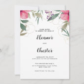 Elegante roze gouden botanische bloemenbruiloft kaart (Voorkant)