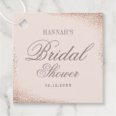 Elegante Roze Gouden Bruids Shower Bedankjes Labels (Voorkant)