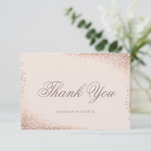 Elegante Roze Gouden Bruids Shower Bedankkaart (Staand voorkant)