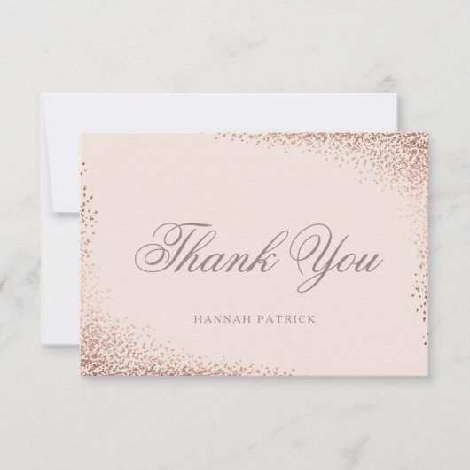 Elegante Roze Gouden Bruidscadeau Bedankkaart (Voorkant)