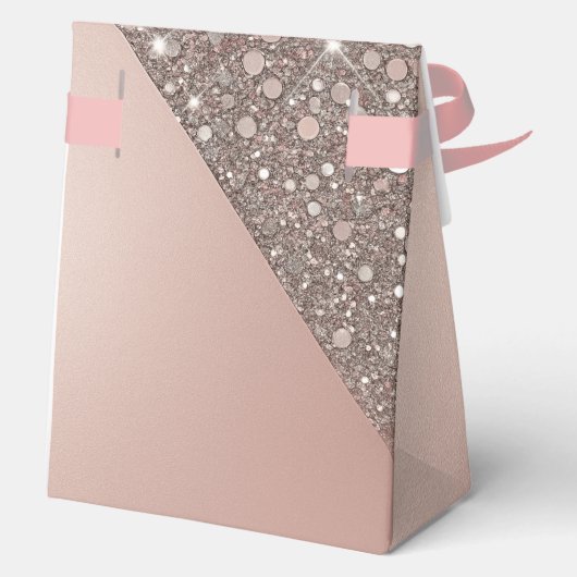 Elegante Roze Gouden Bruidsdouche Bedankdoosjes (Achterkant)