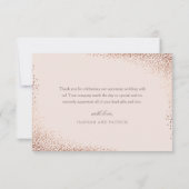 Elegante Roze Gouden Bruidsdouche Bedankkaart (Achterkant)