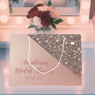 Elegante Roze Gouden Bruidsdouche Groot Cadeauzakje
