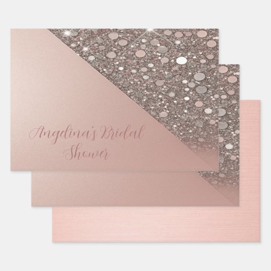 Elegante Roze Gouden Bruidsdouche Inpakpapier Vel (Set)