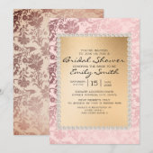 Elegante Roze Gouden Bruidsdouche Kaart (Voorkant / Achterkant)