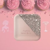 Elegante Roze Gouden Bruidsdouche Papieren Bordje