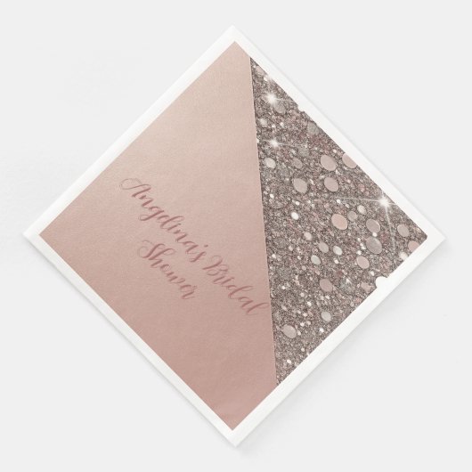 Elegante Roze Gouden Bruidsdouche Servetten (Hoek)