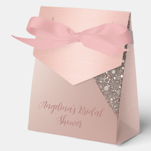 Elegante Roze Gouden Bruidsmeisjesfeest Bedankdoosjes (Voorkant)