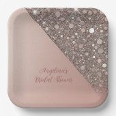 Elegante Roze Gouden Bruidsmeisjeshuwelijkfeest Papieren Bordje (Voorkant)