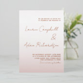 Elegante Roze Gouden Bruiloft   Folie Uitnodiging (Staand Voorkant)