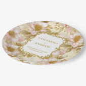 Elegante roze gouden bruiloft papieren borden bordje (Gekanteld)