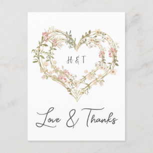 Elegante roze gouden bruiloft Wildflower Dank u Briefkaart
