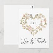 Elegante roze gouden bruiloft Wildflower Dank u Briefkaart (Voorkant / Achterkant)