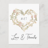 Elegante roze gouden bruiloft Wildflower Dank u Briefkaart (Voorkant)