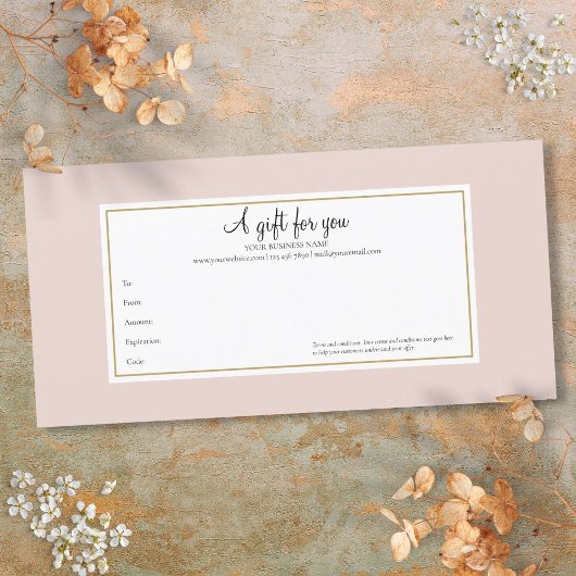 Elegante Roze Gouden Cadeaubon