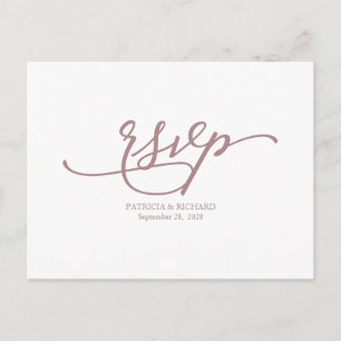 Elegante Roze Gouden Calligrafie Huwelijks RSVP Briefkaart