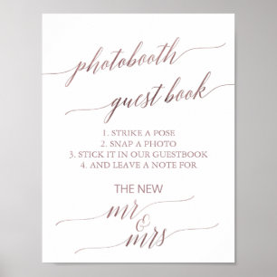 Elegante Roze Gouden Calligrafie Photobooth Guestb Poster