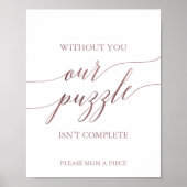 Elegante Roze Gouden Calligrafie Puzzel Guestbook Poster (Voorkant)