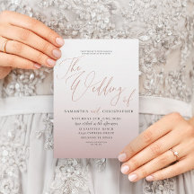 Elegante Roze Gouden Calligrafie Trouwuitnodiging