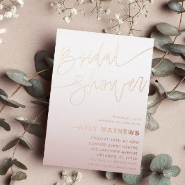 Elegante Roze Gouden Calligraphy Bruidsdouche Folie Uitnodiging