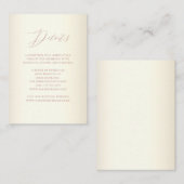 Elegante Roze Gouden Calligraphy Champagne Bruilof Informatiekaartje (Voorkant / Achterkant)
