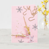 Elegante Roze & Gouden Champagne Viering Kaart (Gele Bloem)