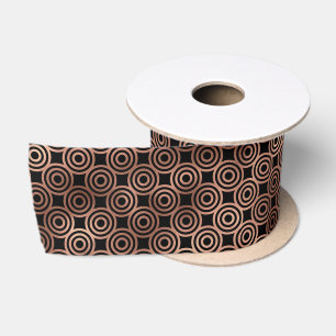 Elegante Roze Gouden Concentrische Cirkel Art Deco Satijnen Lint