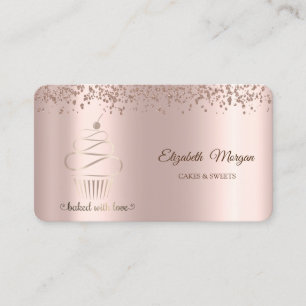 Elegante Roze Gouden Cupcake,Snoepjes Visitekaartje