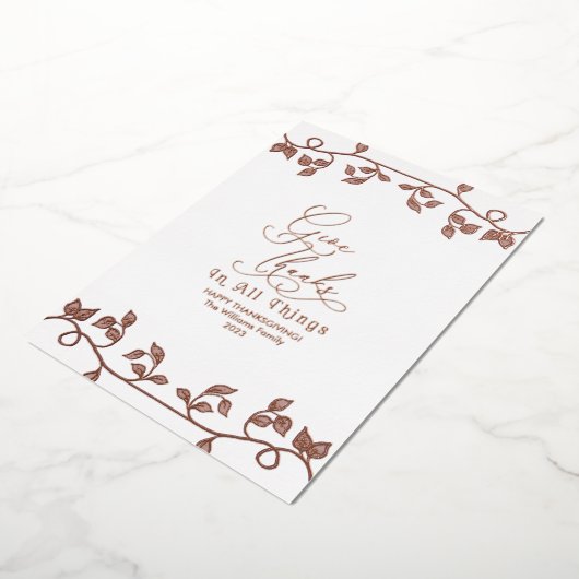 Elegante Roze Gouden Dank Schrift Gezin Foto Folie Feestdagenkaart (Gedraaid)