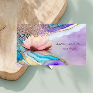 Elegante roze gouden diamanten opaal marmer lotus visitekaartje
