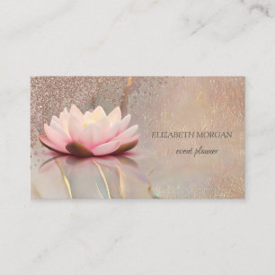 Elegante Roze Gouden Diamanten Opal Lotus Visitekaartje