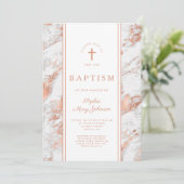 Elegante Roze Gouden Doop Kaart (Staand voorkant)