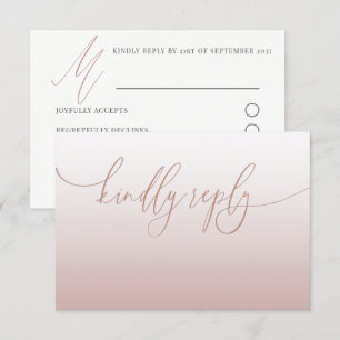 Elegante Roze Gouden Eenvoudige RSVP Huwelijk Kaartje