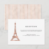 Elegante roze gouden Eiffeltoren bruiloftsreceptie Informatiekaartje (Voorkant / Achterkant)